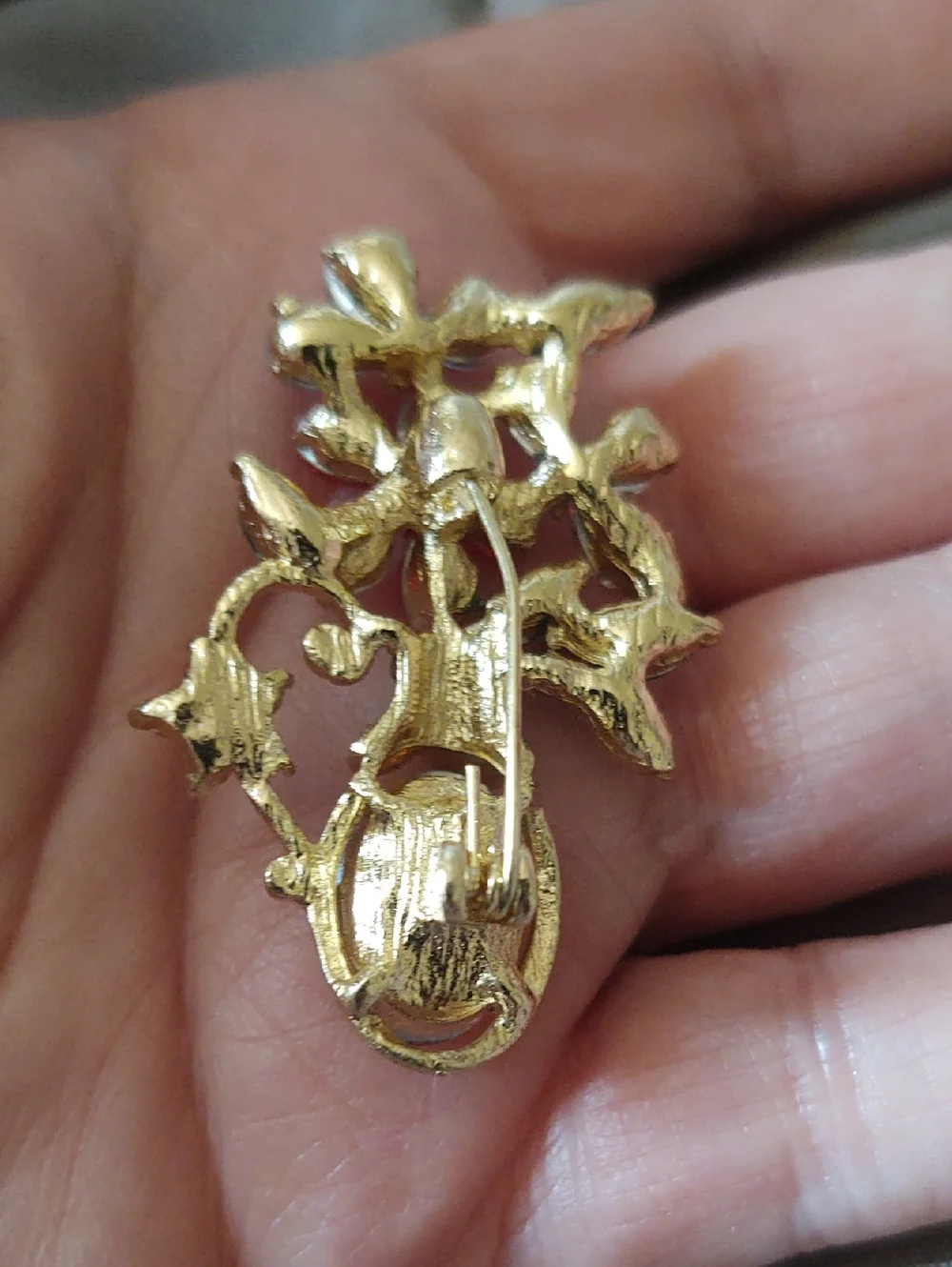 Floral Crystal Brooch with  Vase